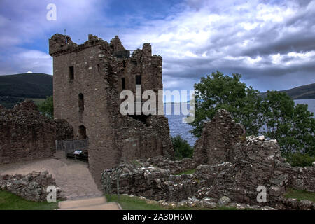 Urquhart Castle Loch Ness in den Highlands von Schottland. Inverness, Inverness-shire. Stockfoto