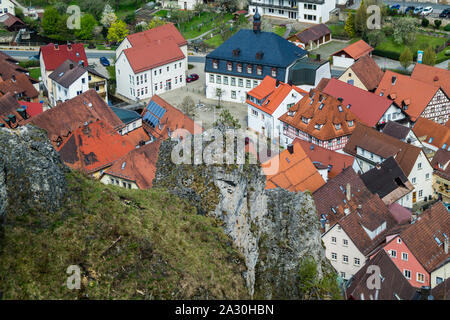 Pottenstein von oben Stockfoto