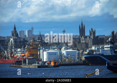 Hafen und das Stadtbild in Aberdeen, Schottland, Großbritannien Stockfoto