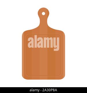 Holz Schneidebrett auf weißem Hintergrund. Leere Küche aus Holz. Ausstattung der Küche, Geschirr, Küchenutensilien. Kochen Konzept. Schneidebrett. Vektor Stock Vektor