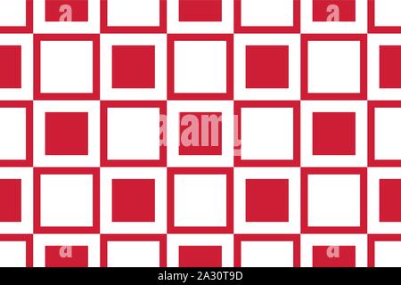 Vektor nahtlose geometrische Muster. Geformte Quadrate in roten und weißen Farben. Stock Vektor
