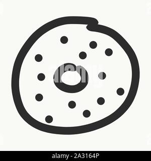 Vektor eines handgefertigten O, Doodle. Donut Form Stock Vektor
