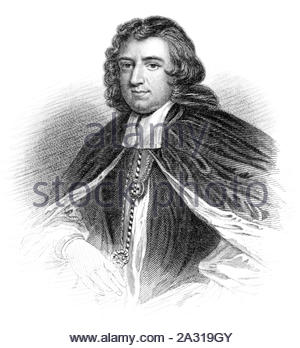 Gilbert Burnet Portrait, 1643 - 1715, war ein schottischer Philosoph und Historiker und Bischof von Salisbury, vintage Abbildung von 1850 Stockfoto