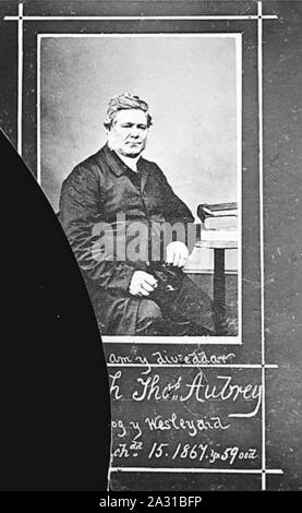 Er cof bin y diweddar Barch Thos Aubrey.. Stockfoto