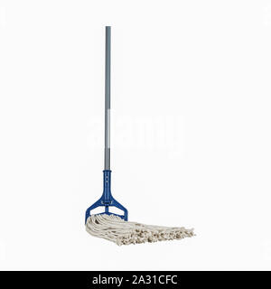 Industrial Heavy Duty Mop mit Griff Blau und Grau plastice Griff stehen einzelne Stockfoto