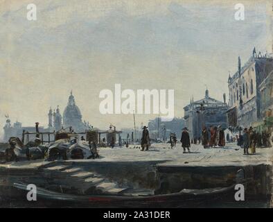 Ercole Calvi (attribuito) - Vista La Riva degli Schiavoni, Venedig, Compriamo ovest verso Il Palazzo Ducale e la Punta della Dogana. Stockfoto