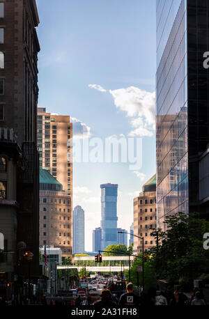 Blick auf den Jersey City Skyline von Lower Manhattan, New York City, USA. Stockfoto