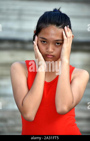 Eine stressvolle Schöne Minderheit Person Stockfoto