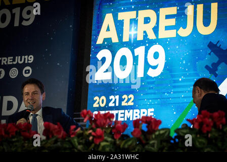 Rom, Italien, am 21. September. Italienische Premier Giuseppe Conte spricht an der 'Atreju 19' politischen Treffen, die Jugend Festival der rechten Brothe Stockfoto