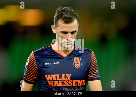 Groningen, Nederland. 04 Okt, 2019. GRONINGEN 04-10-2019, Fußball, niederländischen Eredivisie, Hitachi Kapitalmobilität Stadion, Saison 2019-2020, RKC Waalwijk Spieler Clint Leemans enttäuscht nach dem Spiel FC Groningen - RKC Waalwijk Credit: Pro Schüsse/Alamy leben Nachrichten Stockfoto