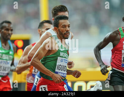 Doha, Katar. 4. Okt, 2019. Abdelaati Iguider Marokko im 1500 meter für Männer während des 17. IAAF Leichtathletik WM in der Khalifa Stadion in Doha, Katar. Ulrik Pedersen/CSM/Alamy leben Nachrichten Stockfoto