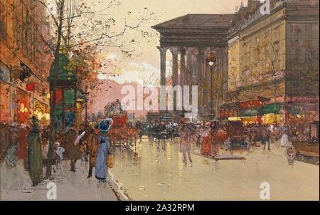 Eugène Galien-Laloue - Paris, dem Boulevard de la Madeleine am Abend. Stockfoto