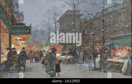 Eugène Galien-Laloue Paris Boulevard Pariser Le Soir. Stockfoto