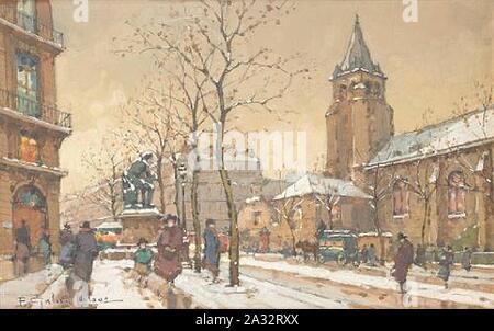 Eugène Galien-Laloue Paris Eglise Saint-Germain-de-Pres 3. Stockfoto