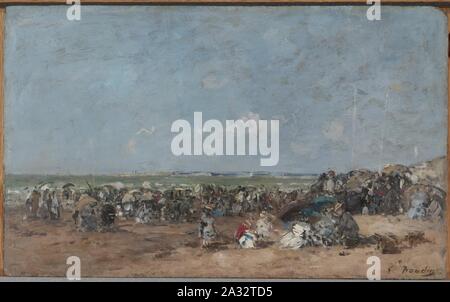 Louis Eugène Boudin - Beach Szene in Trouville Stockfoto