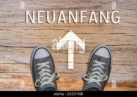 Neuer Anfang Schuhe Stockfoto
