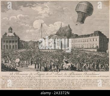 Expérience aërostatique Faite à Versailles le 19 septembre 1783. Stockfoto