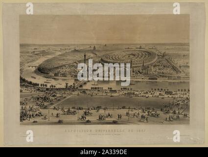 Exposition Universelle de 1867, Vue geneérale Hebeln des Hauteurs de Trocadeŕo Stockfoto