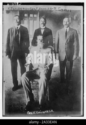 F. Escudero - Allg. F. Angeles - A Zubaran-Gen. V. Carranza Stockfoto