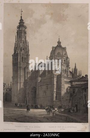 Fachada y Torre de la Catedral de Toledo, de Jenaro Pérez Villaamil. Stockfoto