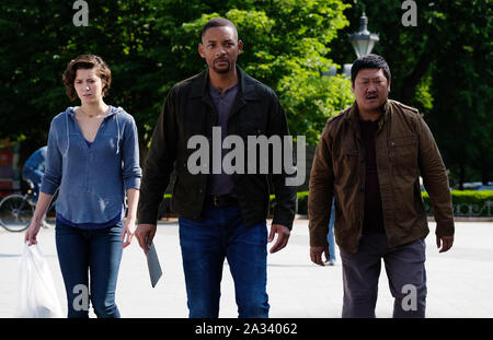 Erscheinungsdatum: Oktober 11, 2019 Title: Gemini Mann Studio: Paramount Pictures Regie: Ang Lee Handlung: ein Over-the-Hill hitman gegen eine jüngere Klon von sich. STARRING: Will Smith als Henry Brogan/Junior, Mary Elizabeth Winstead als Danny Zakarweski, Benedict Wong als Baron. (Bild: © Paramount Pictures/Entertainment Bilder) Stockfoto