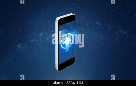 Smart Phone mit Pfeil auf dem Bildschirm Stockfoto