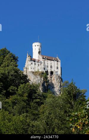 Schloss Lichtenstein, auch märchenhafte Schloss von Württemberg, Lichtenstein, Baden-Württemberg, Deutschland Stockfoto