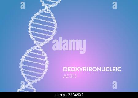 DNA Spirale 3d Struktur. Vector Desoxyribonukleinsäure. Medizinische Wissenschaft genetische Biotechnologie Chemie Biologie Gen-Zell-Konzept. Evolution mikrobiologisches Helix-Element eps auf blauem Hintergrund Stock Vektor