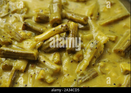 Indische Drumstick Curry oder Shevga Sheng bhaji oder südindische Sambar Stockfoto