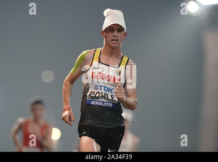 Doha, Katar. 05 Okt, 2019. Athletik, Weltmeisterschaft, Wm, Corniche IAAF: 20 km Walking: Hagen Pohle aus Deutschland im Wettbewerb. Quelle: Michael Kappeler/dpa/Alamy leben Nachrichten Stockfoto