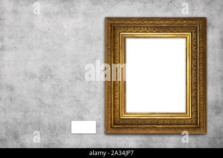 Schönen leeren Bilderrahmen Mock-up hängen an Betonwand in der Galerie Stockfoto