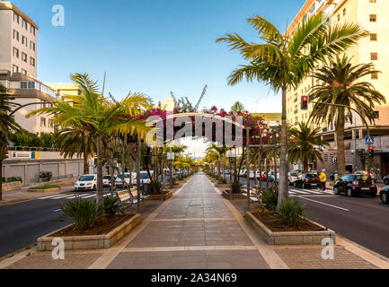 Fußgänger Fußweg an der Küste in der Mitte der Avenida Tres de Mayo in Santa Cruz de Tenerife, Kanarische Inseln, Spanien führenden Stockfoto