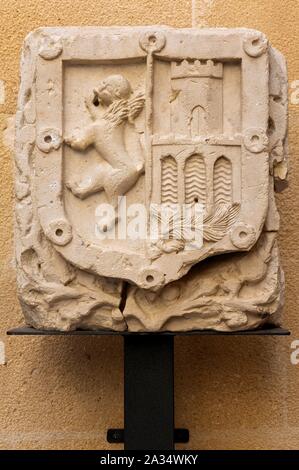 Heraldische Schild, das Cabildo Häuser, La Mota Festung, Alcala la Real, Jaen - Provinz, Andalusien, Spanien, Europa. Stockfoto