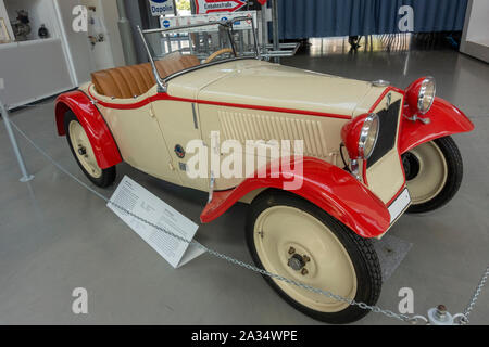 Ein DKW F1 Roadster (1931) im Deutschen Museum Verkehrszentrum (Deutsch Transport Museum), München, Deutschland. Stockfoto