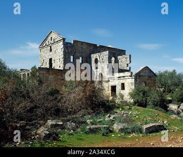 Serjilla, Syrien. Tote Städte. 5.-6. Jh.. Byzantinischen. Ruinen des öffentlichen Bädern. (Foto vor dem syrischen Bürgerkrieg). Stockfoto