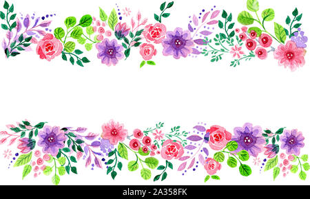 Dekorative aquarell Blumen. floraler Abbildung, Blätter und Knospen. Botanischer Zusammensetzung für Hochzeit oder Grußkarte. Niederlassung von Blumen - Abstraktion Stockfoto