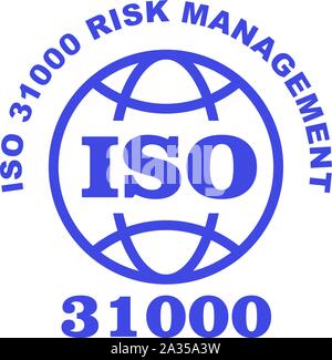 ISO 31000 Stempel sign-Anleitung auf risk management Standard, Web label oder Abzeichen Stock Vektor