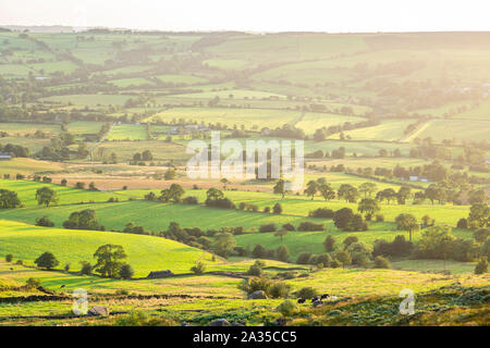 Britische Landschaft Felder Blick von den Kakerlaken in Peak District Nationalpark Stockfoto