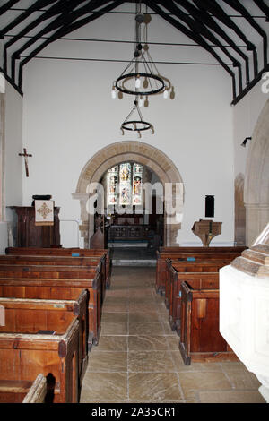 Kirche von St Lawrence, Barton auf der Heide, Warwickshire, Innenansicht Stockfoto