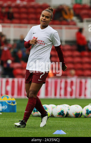 Middlesborough, Großbritannien. 05 Okt, 2019. Nikita Parris in England während der internationalen Freundschaftsspiel zwischen England und Brasilien Frauen Frauen an der Riverside Stadium, Middlesbrough am Samstag, den 5. Oktober 2019. (Credit: Harry Cook | MI Nachrichten) das Fotografieren dürfen nur für Zeitung und/oder Zeitschrift redaktionelle Zwecke verwendet werden, eine Lizenz für die gewerbliche Nutzung Kreditkarte erforderlich: MI Nachrichten & Sport/Alamy leben Nachrichten Stockfoto