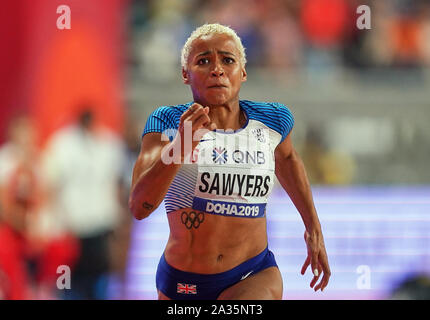 Doha, Katar. 5. Okt, 2019. Jazmin Säger von Vereinigtes Königreich konkurrieren im Weitsprung der Frauen während des 17. IAAF Leichtathletik WM in der Khalifa Stadion in Doha, Katar. Ulrik Pedersen/CSM/Alamy Live News Credit: Cal Sport Media/Alamy Live News Credit: Cal Sport Media/Alamy leben Nachrichten Stockfoto