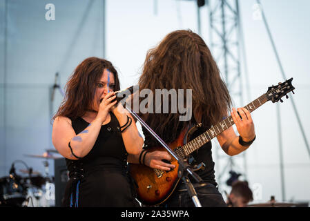 Bergamo, Italien. 5. August 2017. Rock Metal Band Furore Gallico führt auf dem Metall für Not in Filagosto Festival. Brambilla Simone Fotografie Stockfoto