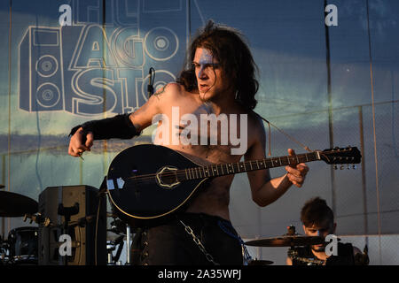 Bergamo, Italien. 5. August 2017. Rock Metal Band Furore Gallico führt auf dem Metall für Not in Filagosto Festival. Brambilla Simone Fotografie Stockfoto