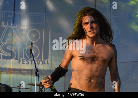 Bergamo, Italien. 5. August 2017. Rock Metal Band Furore Gallico führt auf dem Metall für Not in Filagosto Festival. Brambilla Simone Fotografie Stockfoto