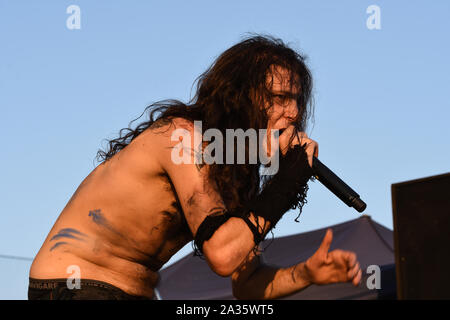 Bergamo, Italien. 5. August 2017. Rock Metal Band Furore Gallico führt auf dem Metall für Not in Filagosto Festival. Brambilla Simone Fotografie Stockfoto