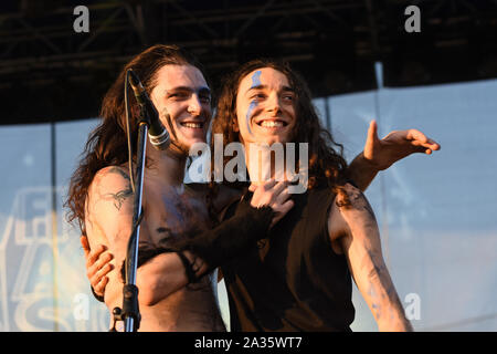 Bergamo, Italien. 5. August 2017. Rock Metal Band Furore Gallico führt auf dem Metall für Not in Filagosto Festival. Brambilla Simone Fotografie Stockfoto