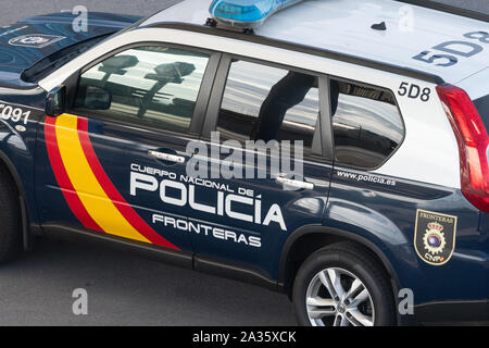 Spanische Grenze Polizei Streifenwagen - Cuerpo Nacional de Policia Frontera - Bilbao Fährhafen Stockfoto