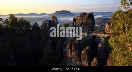 Bastei ist ein historisches Wahrzeichen in der Sächsischen Schweiz Stockfoto