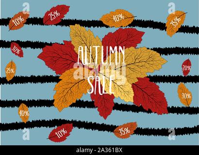 Schöne Muster mit Herbst Verkauf auf Hintergrund für Mode lifestyle Design. Herbst Banner. Textur Hintergrund. Deko Element. Shop Stock Vektor