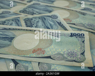 Japanischer Yen. Die offizielle Währung in Japan. Finanziellen Hintergrund. JPY. Stockfoto